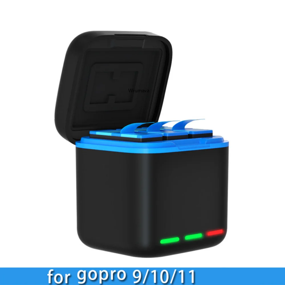 Universal For GoPro Hero 10 9 Black Battery Charger 3-Channel with Display Charging Cable for Go Pro Hero 11 accessories