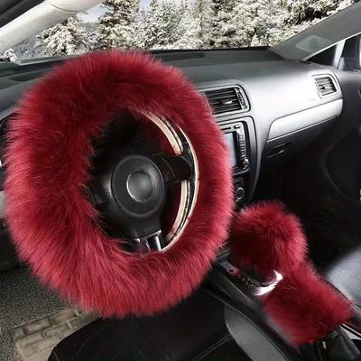 3PCs/Set Car Steering Wheel Cover Gear Shift Handbrake Fuzzy Cover Winter Warm Fashion Universal Car Interior Accessories