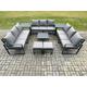 Aluminium 11 Seater Outdoor Garden Furniture Set Patio Lounge Sofa with Coffee Table 2 Side Tables 2 Small Footstools Conservatory Set