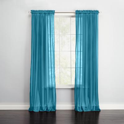 BH Studio Sheer Voile Rod-Pocket Panel Pair by BH Studio in Dark Turquoise (Size 120