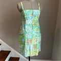 Lilly Pulitzer Dresses | Euc Lilly Pulitzer Beach Themed Adjustable Spaghetti Strap Sundress W/ Pockets | Color: Blue/Green | Size: 4