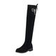 Women's Winter Boots Rhinestone Stretch Solid Color Round Toe Zipper Fashion Mid Heel Chunky Heel Over Knee Boots Women's Boots, Black, 9 UK