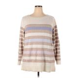 Ann Taylor LOFT Pullover Sweater: Tan Stripes Tops - Women's Size 20 Plus