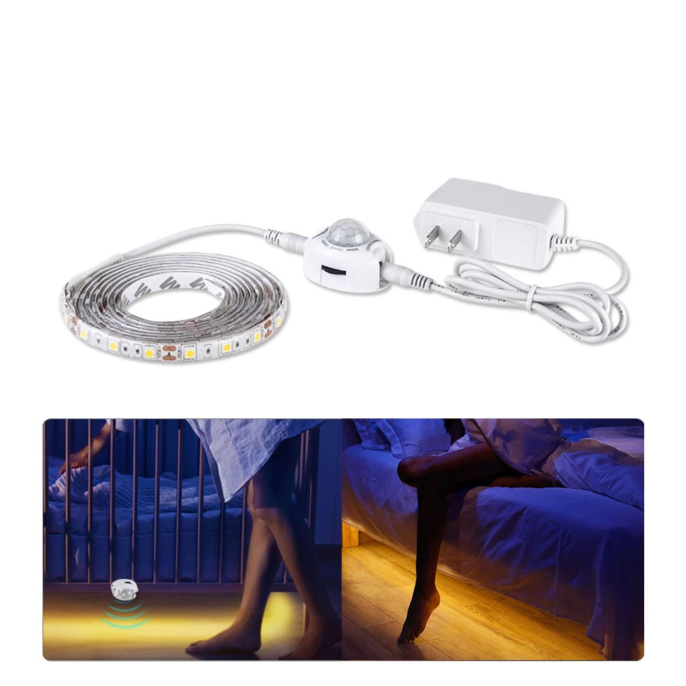 5 m Bewegungsmelder, LED-Streifen, wasserdicht, 12 V, Diodenband, LED-Hintergrundbeleuchtung, automatisches Ein-/Ausschalten, EU, US, UK, LED-Beleuchtung für Raumdekoration