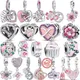 Perles de bricolage brillantes en argent massif 925 style rose papillon fleurs arbre coeurs