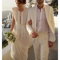 Blazer en lin blanc cassé pour hommes olympiques de marié sur mesure smokings de mariage aspect