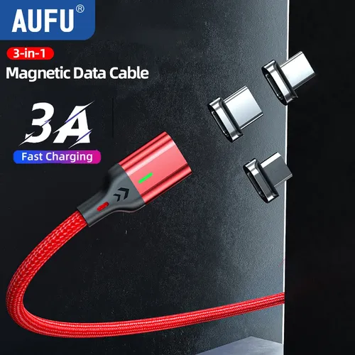 Aufu magnetisches ladekabel 3a schnell aufladen micro usb typ c magnet kabel usb daten ladekabel für