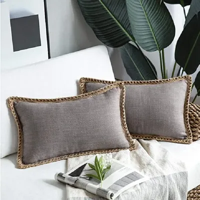 Inyahome Set Von 2 Leinen Dekorative Platz Werfen Kissen Kissen Abdeckungen Kissen Hause Decor Dekorationen für Sofa Couch Bett Stuhl Image