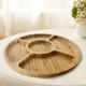 1pc Wooden Snack Plate, Meal Tray, Fruit Tray, Divided Bamboo Tray With Smooth Edges, Sturdy And Durable, Round Serving Tray Decoration, Home Party Decoration