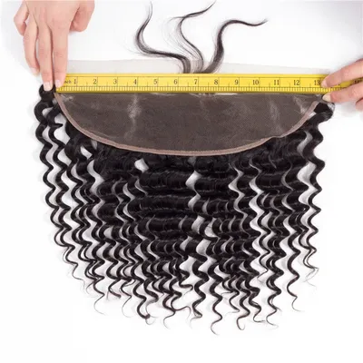 Fashow 13x4 Deep Wave Lace Frontal Closure Brazilian Hair Natural Color Human Hair DEEP Wave Frontal