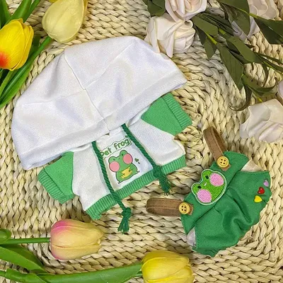 Doll Clothes for 20cm Idol Doll Outfit Accessories Frog Hoodie Overalls Suit for Super Star Dolls Toys Collection Gift