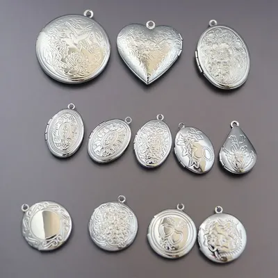 Wholesale 20pc/lot DIY Oval Round Heart Waterdrop Photo Locket Charm Pendants Jewelry making Family