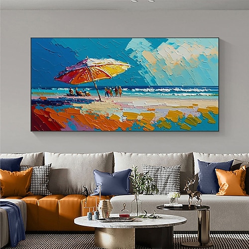 Handgefertigtes, handgemaltes Ölgemälde, Original-Sonnenschein-Ozean-Ölgemälde auf Leinwand, extra großes Wandkunst, abstraktes weißes Wellengemälde, Boho-Wanddekoration, gerollte Leinwand, kein Image