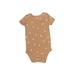 Just One You Made by Carter's Short Sleeve Onesie: Brown Floral Motif Bottoms - Size 9 Month