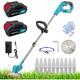 Cordless strimmers,Grass Trimmer Garden Edger Electric Grass Shears Sets lxt 18v+2x3000mAh Battery+Charger,Compatible with Makita Battery