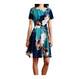 Anthropologie Dresses | Anthropologie Corey Lynn Calter Size 4 Teal Floral Paeonia Short Sleeve Dress | Color: Blue/White | Size: 4