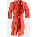 J. Crew Jackets & Coats | J Crew Ruffle Trim Mid Length Womens Belted Jacket Coat Orange Red 2 Bp | Color: Red | Size: 2