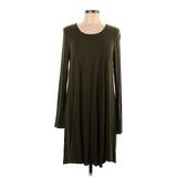 Charlotte Russe Casual Dress - DropWaist Crew Neck Long Sleeve: Green Solid Dresses - Women's Size Large
