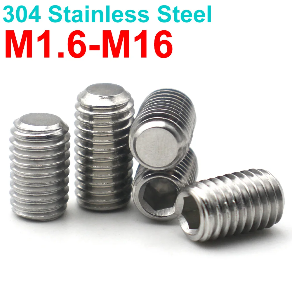 2–10 Stück M1,6 M2 M3 M4 M5 M6 M8 M10 304 Edelstahl Innensechskant-Gewindestift DIN916 kopflose Innensechskant-Gewindestifte Image