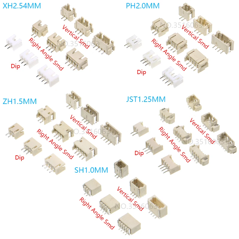 10PCS 1,0 1,25 1,5 2,0 2,54 SH/JST/ZH/PH/XH 1,25 MM 2,0 MM 2,54 MM Männlichen Pin Header Buchse Dip/Rechts Winkel SMD 2/3/4/5/6/7/8/9/P Pin Image
