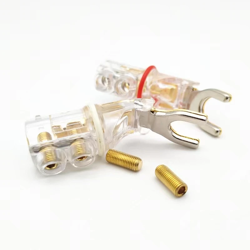 Neue original 4 stücke WBT Rhodium überzogene keine löten Y/U Spaten Banana stecker HiFi lautsprecher Audio gabel Stecker adapter Image