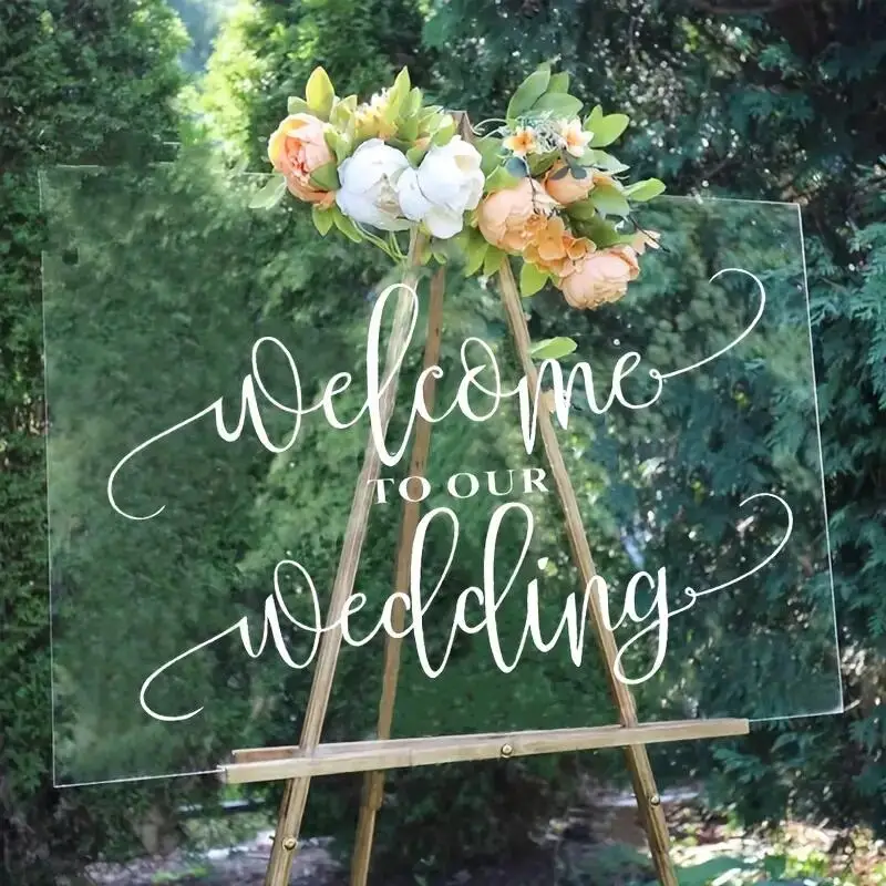 1pc, Hochzeit Willkommen spiegel Vinyl Aufkleber, Hochzeits feier Dekor, Hochzeits schild, Vinyl Wandbild, Hochzeits dekor, Hochzeits zubehör Image