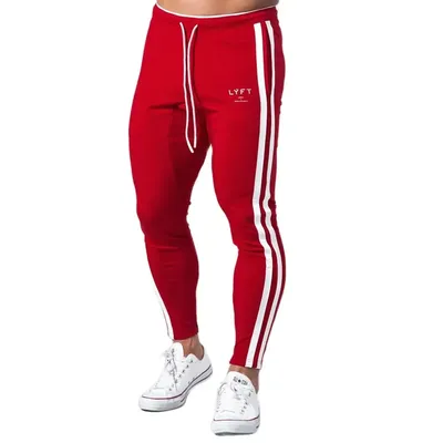 Viser de survêtement décontractés en coton rouge pour hommes joggeurs minces bas d'entraînement