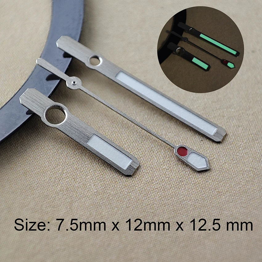 Uhrenteile NH35-Zeiger C3 Starke Leuchtzeiger Hochwertige Zeiger aus gebürstetem Silber und Roségold, geeignet für NH35/NH36/4R/7S-Uhrwerk Image