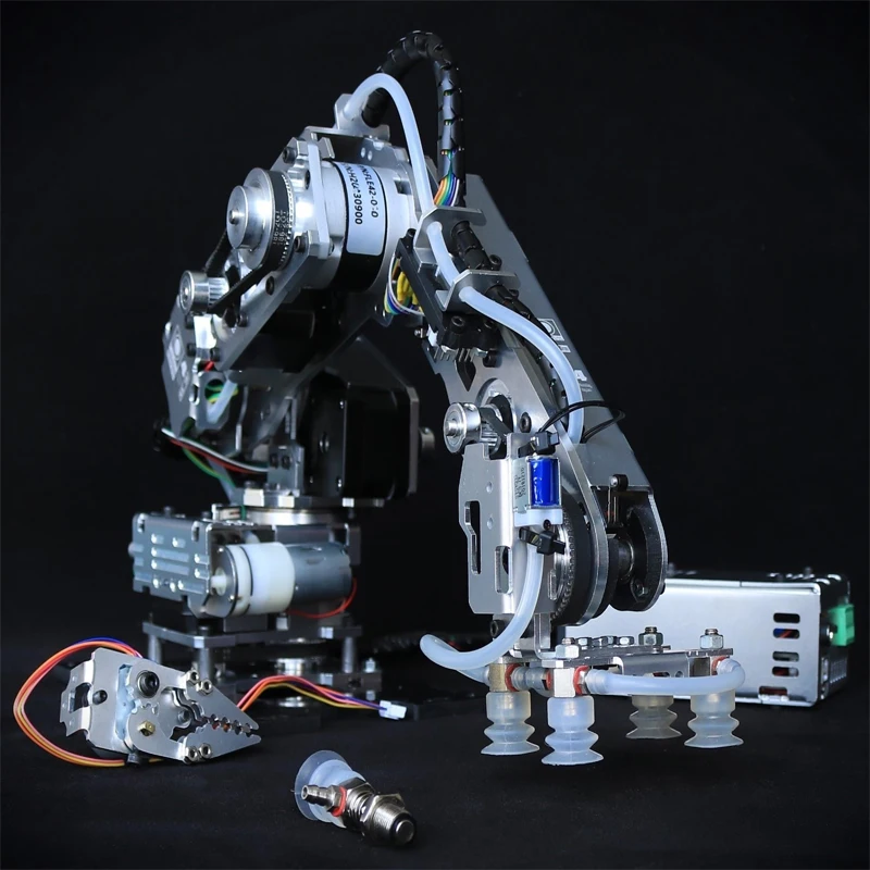 Große Last 4 DOF Metall RobotiArm mit Saugnapfpumpe Schrittmotor für Arduino Roboter DIY Kit Industrielle 4-Achsen-Robotermodellklaue Image