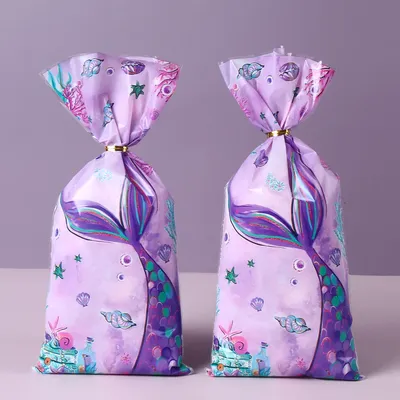 25/50/100 Mermaid Party Candy Gift Bags Biscuit Packing Bag Mermaid Tail Gift Bag for Guest Girl