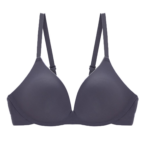 Damen-BH ohne Bügel, Doppelträger, verstellbar, volle Abdeckung, V-Ausschnitt, atmungsaktiv, reine Farbe, Hakenamp;Eye Date Casual Daily Nylon 1Stk Grün Schwarz / BHsamp;Bralettes Heim-Outfits Image