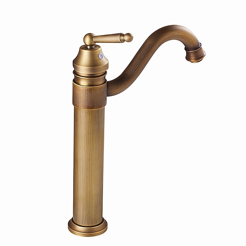 Waschbecken Wasserhahn - drehbarer antiker Messing / galvanisierter Centerset Einhand-Einloch-Badarmaturen