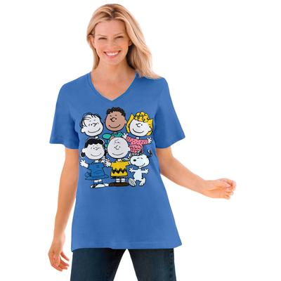 Plus Size Women's Peanuts Dark Blue Peanuts Crew V-neck Tee by Peanuts in Dark Blue Peanuts Crew (Size 6X)