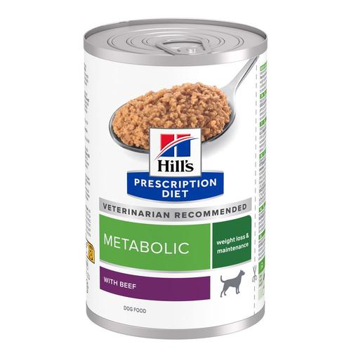12x 370g Hill's Prescription Diet Metabolic mit Rind Hundefutter nass