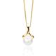 OROVI Gold Necklaces For Women- 8.5 mm White Freshwater Pearl Gold Pendant on 45 cm Curb Chain in Solid 9ct Yellow Gold 375 with jewellery box