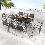 Wildon Home® Abrionna Square 8 - Person 27.6" Long Bar Height Outdoor Dining Set w/ Cushions Glass in Black | 27.6 W x 27.6 D in | Wayfair