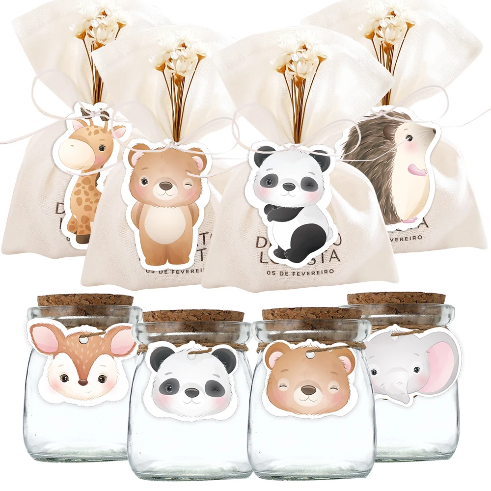 48 stücke karton tier handwerk verpackung etiketten papier aufkleber für kinder dschungel safari geburtstag babay dusche party dekorationen liefert Image