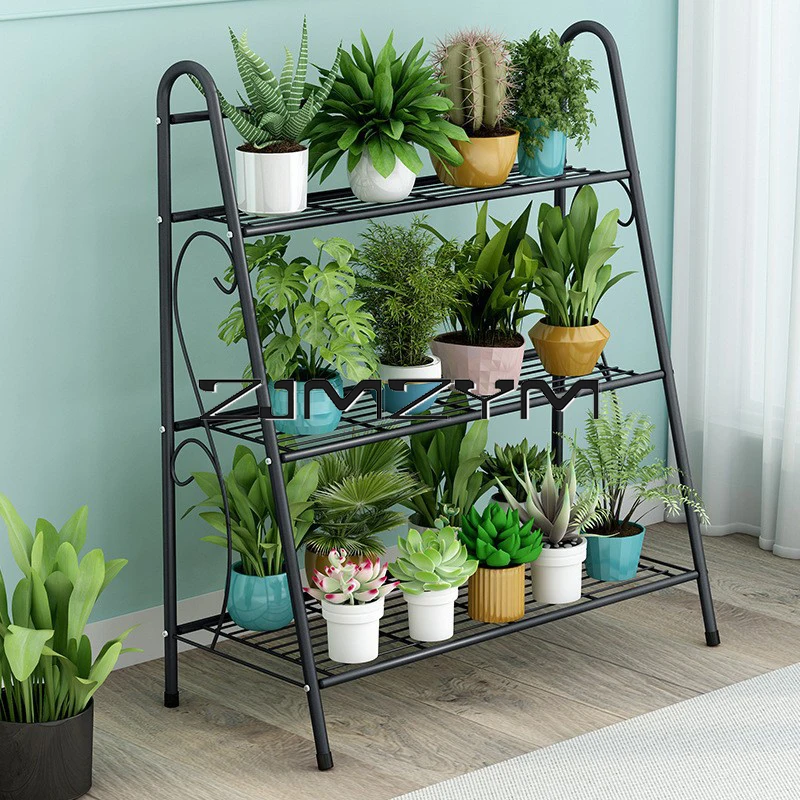 Eisen Blumentopf steht 3 Schichten Pflanze Regal stehen saftigen Rack Balkon einfache Indoor Garten Regale Schuhe Bücherregal Wohnkultur