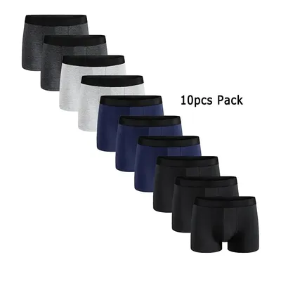 10Pcs Pack Männer Höschen Einfarbig Unterwäsche Männlich Marke Boxer Und Unterhose Für Homme Luxus Image