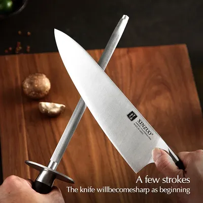 XINZUO aiguisoir de couteaux de Chef professionnel bâton d'affûtage en acier à haute teneur en