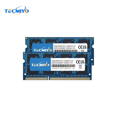 TECMIbalance 2X4GB 1333 MHz SODIMM Ordinateur Portable Mémoire RAM DDR3 1.5V PC3-10600S Non-ECC-Bleu