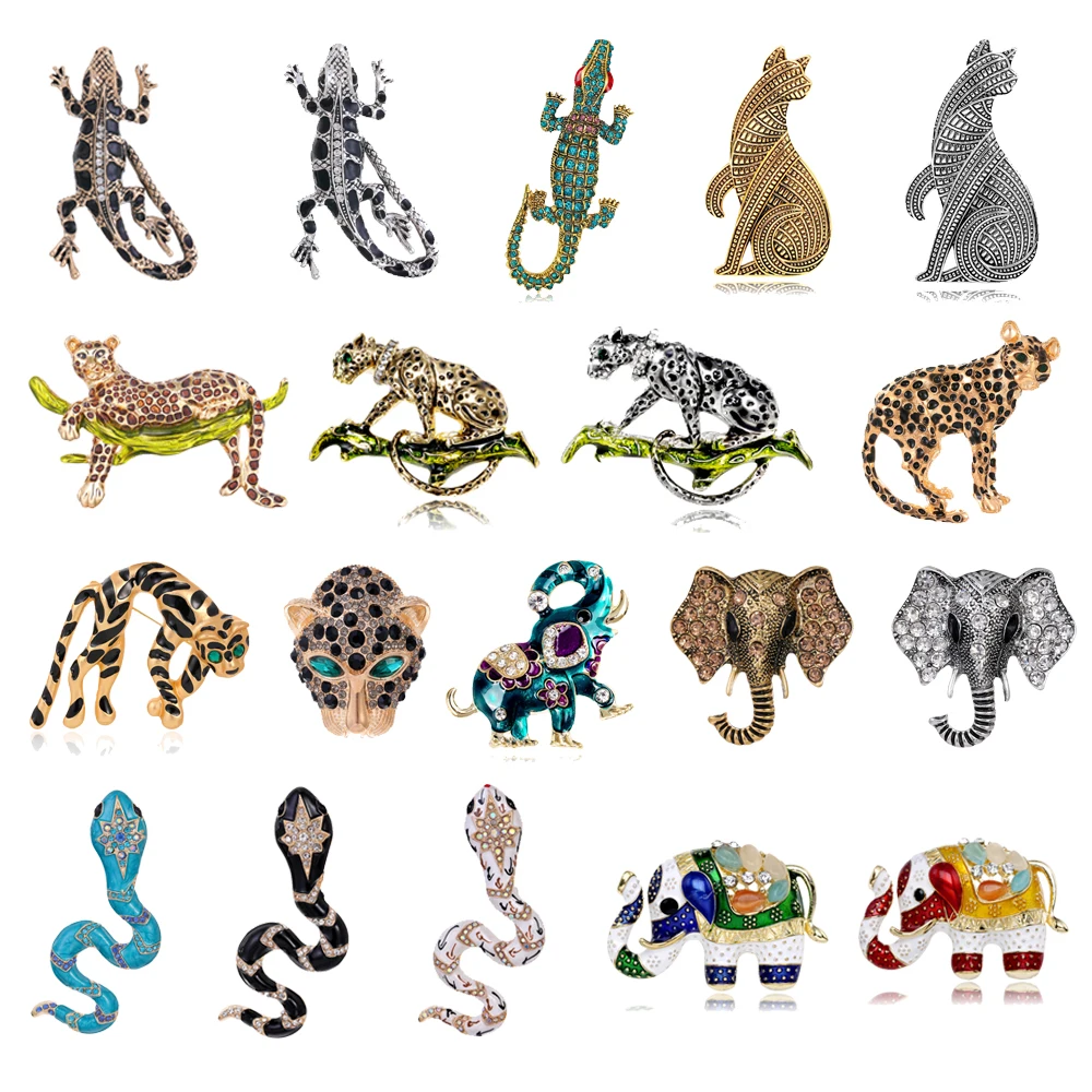 Tierbrosche für Herren und Damen, Tiger, Elefant, Schlange, Krokodil, Biest, Schmuckzubehör, heiß verkaufte neue Pin-Geschenke Image