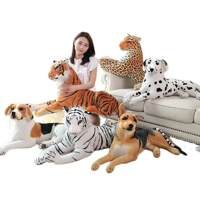 30-120cm Riesen größe Tiger Collie Hund Peluche Spielzeug echtes Leben Waldtier Plüsch Kissen Mädchen Jungen schönes Geburtstags geschenk