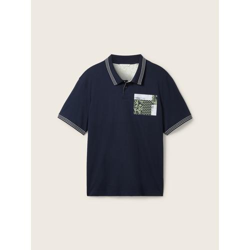 TOM TAILOR Herren Plus - Poloshirt mit Print, blau, Print, Gr. 3XL