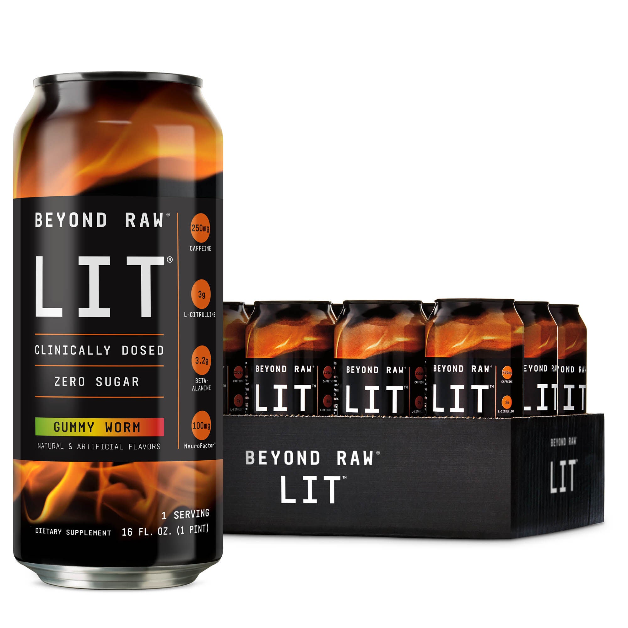 Lit™ On-The-Go Pre-Workout - Gummy Worm 16Oz. (12 Cans)