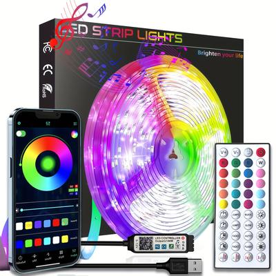 1set Hbowmdjia Led Lights For Bedroom, 3ft-100ft Smart App Control Music Sync Color Changing Strip Lights With Remote And Timing, For Room Home Party Decoration