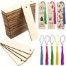 50pcs Wooden Blank Bookmarks Diy Wooden Craft Bookmarks Wooden Laser-cut Wooden Pendants Wooden Square Tags