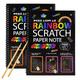 2 Pack Rainbow Scratch Paper Children's Art Book Black DIY Rainbow Art Paper Card Neon Scratch Book with Wood Stick