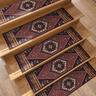 Step Carpet Boho Style Non-Slip Carpet Stair Treads for Kids Elders and Pets Ethnic Design Stair Tread Mats