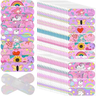 10PCS Cute Cartoon Unicorn Mermaid Butterfly Girl Band Aid Waterproof Breathable Elastic Kid Hemostatic Bandage Dressing Patch